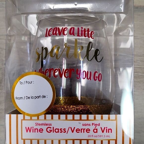 Chic & Sassy Stemless Wine Glass "Leave A Little Sparkle" - Picture 1 of 4